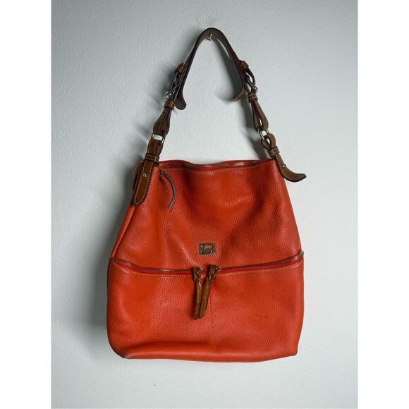 Dooney & Bourke Dillen Satchel Shoulder Bag Hobo Pebble Orange Leather See NOTES - Picture 1 of 16